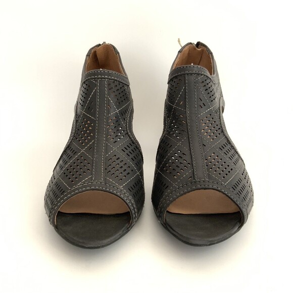 Pikolinos Sandals Sz 41 US 10M Black Perforated Leather Open-toe Mid Heel - Picture 4 of 12